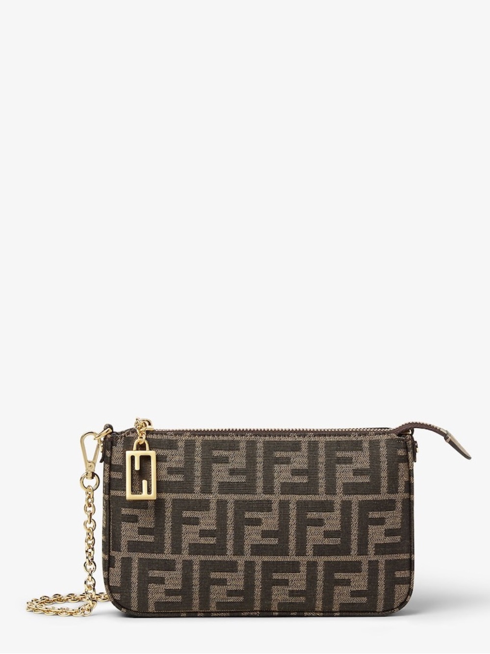 Fendi Tube Pouch Brown Jacquard Bag